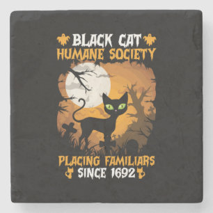 Halloween Gift Human Society Placing Familiars Stone Coaster