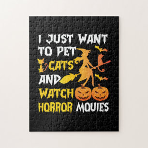 Halloween Gift   I Just Want To Pet Cats Birthday Jigsaw Puzzle