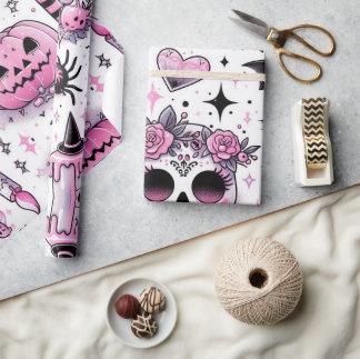 Halloween gift wrap, spooky wrapping paper, witch paper