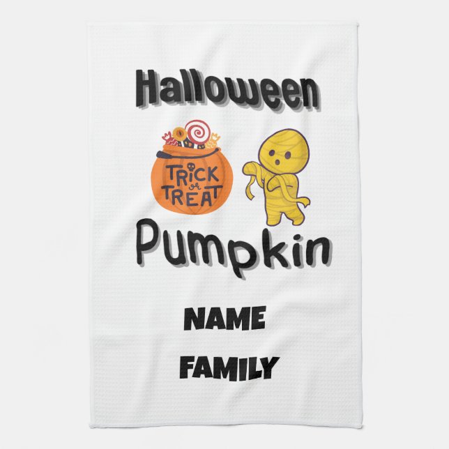 Halloween gifts for family personalized kitchen  tea towel (Vertical)