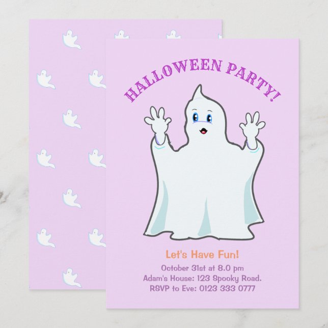 Halloween Ginger Ghost Invitation (Front/Back)
