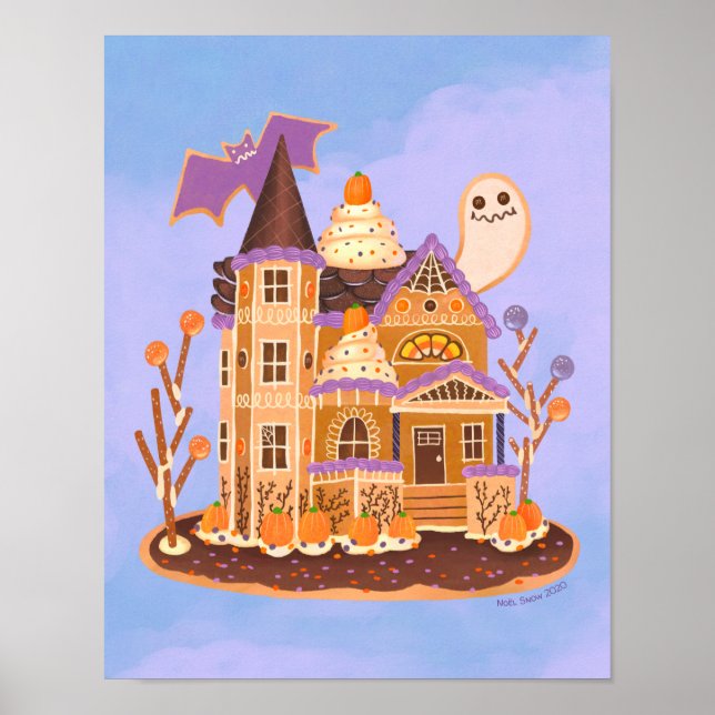Halloween Gingerbread Haunted House Art Print (Front)