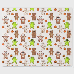 Halloween Gingerbread Pattern Wrapping Paper