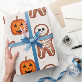 Halloween Gingerbread Skeleton Wrapping Paper