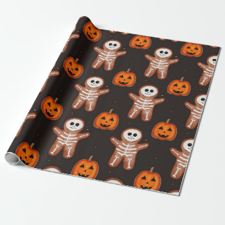 Halloween Gingerbread Skeleton Wrapping Paper