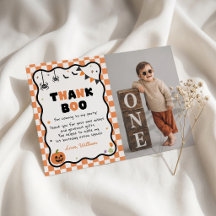 Halloween Gingham Birthday Party Thank You Card