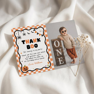 Halloween Gingham Birthday Party Thank You Card