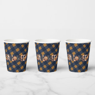 Halloween Gingham Lettering Paper Cups