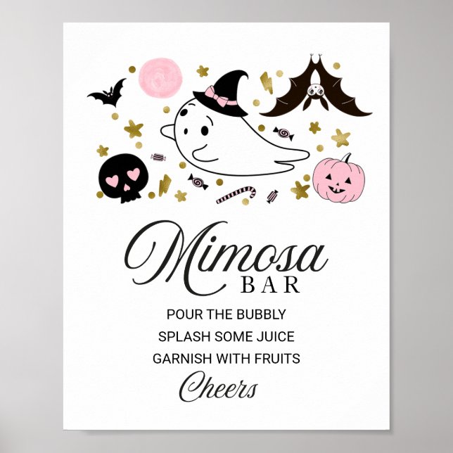 Halloween Girl Baby Shower Mimosa Bar Sign (Front)