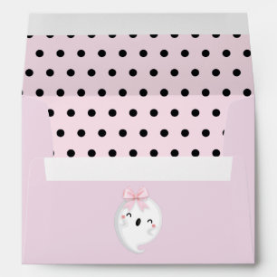 Halloween Girl Birthday Pink Black Polka dot Envelope