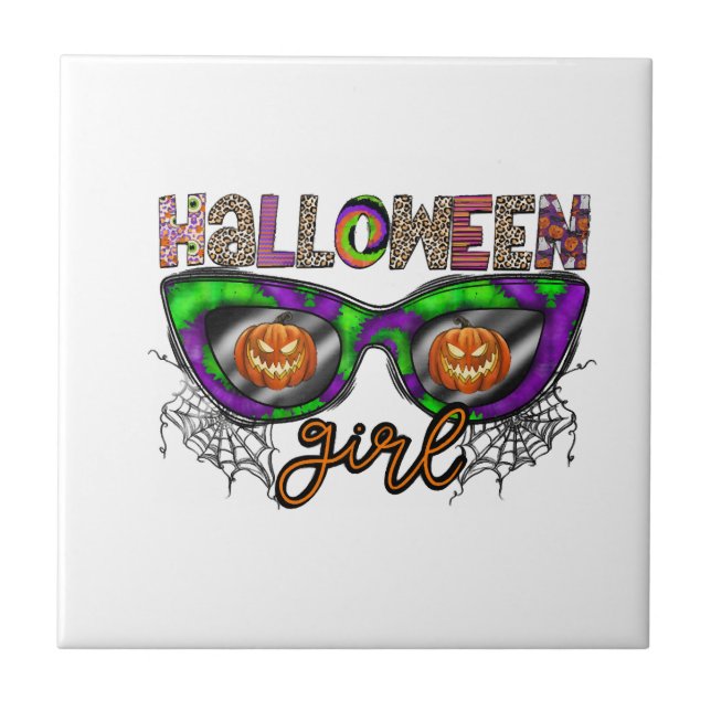 Halloween Girl Ceramic Tile (Front)