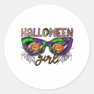 Halloween Girl Classic Round Sticker