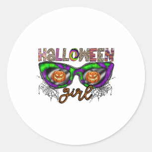 Halloween Girl Classic Round Sticker