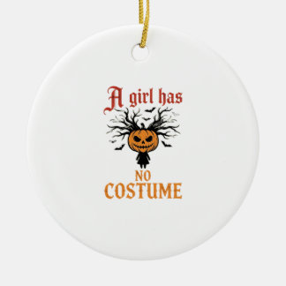 Halloween Girl Has No Costume Pumpkin Ceramic Ornament
