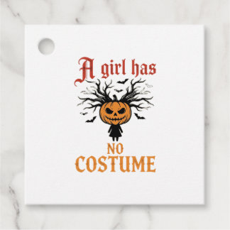 Halloween Girl Has No Costume Pumpkin Favour Tags