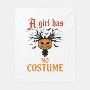 Halloween Girl Has No Costume Pumpkin Fleece Blanket