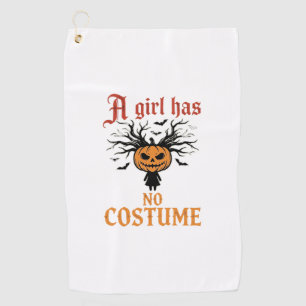 Halloween Girl Has No Costume Pumpkin Golf Towel
