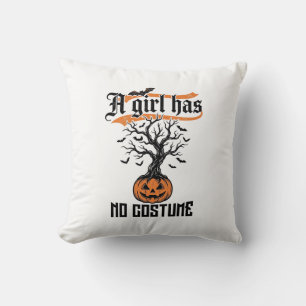 Halloween Girl No Costume Vintage Pumpkin_1 Cushion