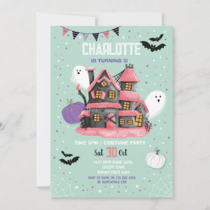 Halloween Girls Birthday House Party Ghosts Invitation