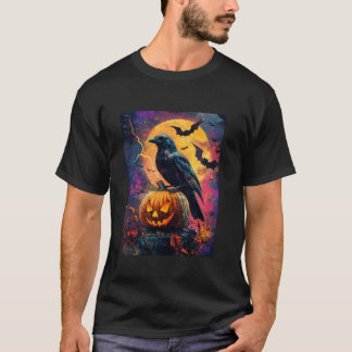 Halloween Girls Design Boys Crow Pumpkin Kids Hall T-Shirt