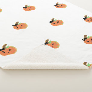 Halloween Girls Mini Pumpkin Cookies Sherpa Blanket