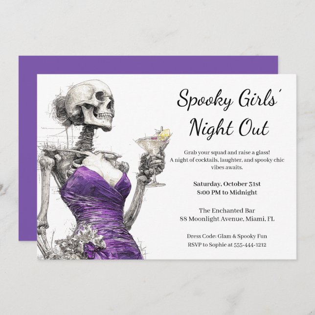 Halloween Girls Night Out | Spooky Cocktail Party Invitation (Front/Back)