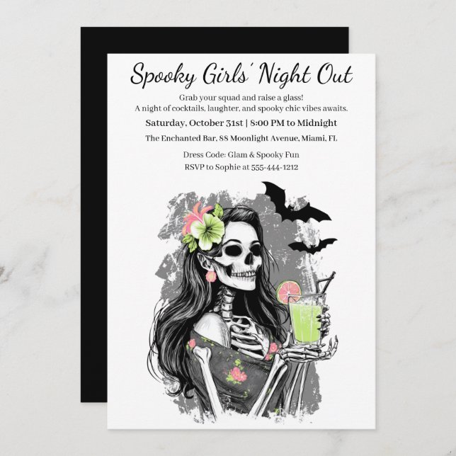 Halloween Girls Night Out | Spooky Cocktail Party Invitation (Front/Back)