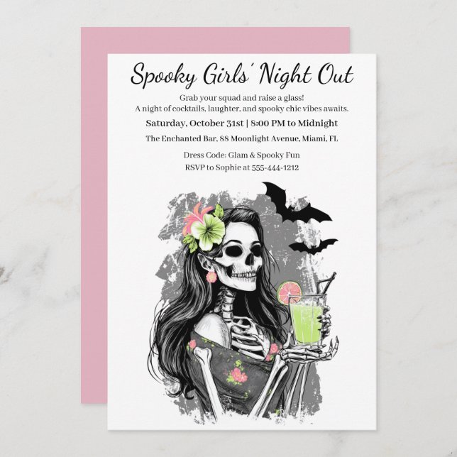 Halloween Girls Night Out | Spooky Cocktail Party Invitation (Front/Back)