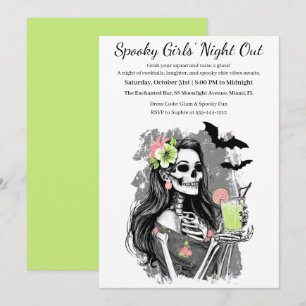 Halloween Girls Night Out   Spooky Cocktail Party Invitation