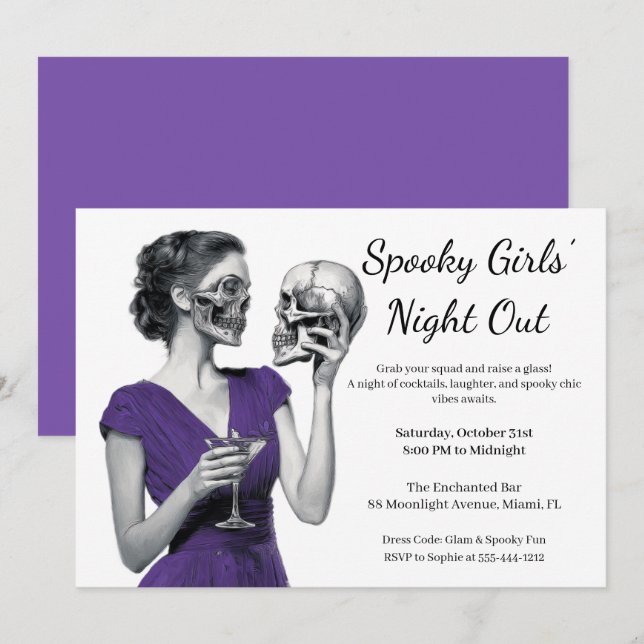 Halloween Girls Night Out | Spooky Cocktail Party Invitation (Front/Back)