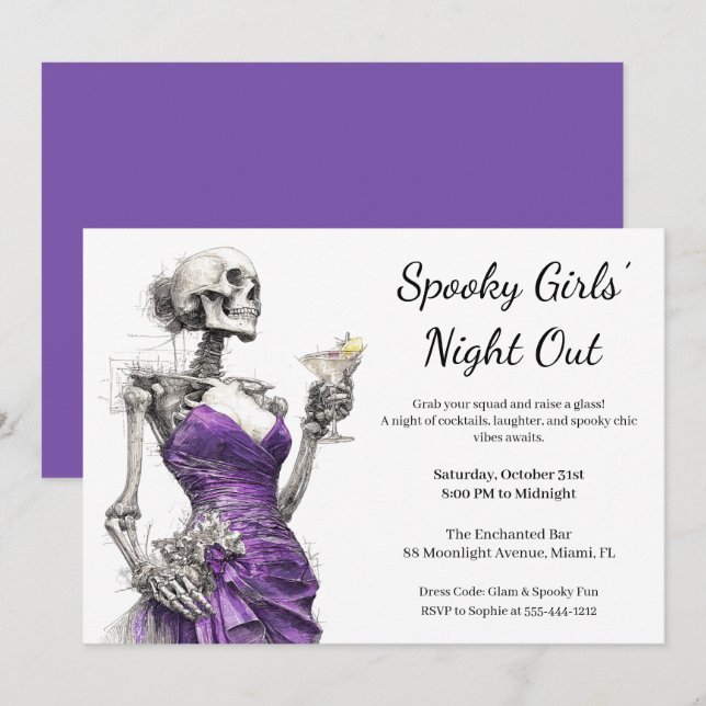 Halloween Girls Night Out | Spooky Cocktail Party Invitation (Front/Back)