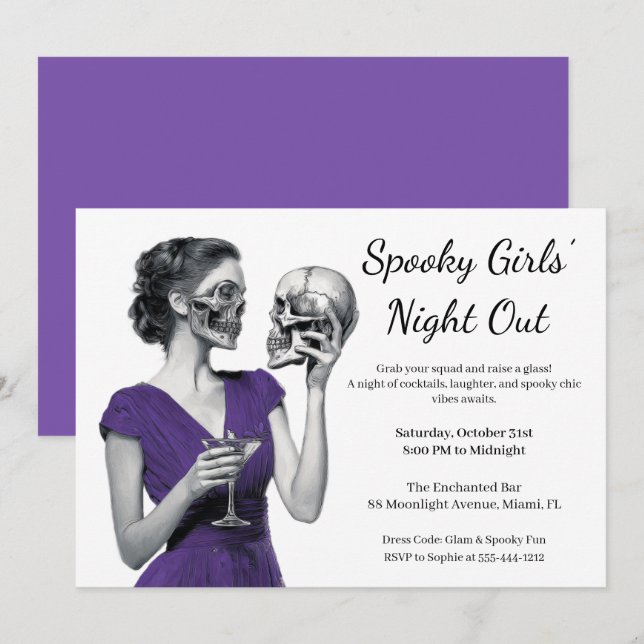 Halloween Girls Night Out | Spooky Cocktail Party Invitation (Front/Back)