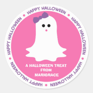 Halloween Girly Ghost Favour Classic Round Sticker