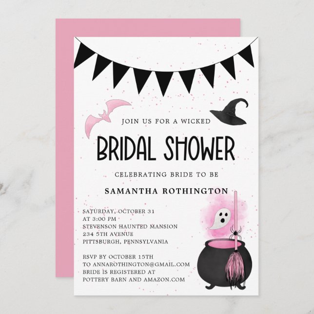 Halloween Girly  Wicked Bridal Shower Invitation (Front/Back)