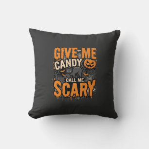 Halloween Give Me Candy Scary Cat Cushion