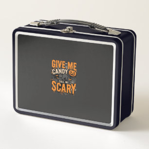 Halloween Give Me Candy Scary Cat Metal Lunch Box