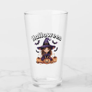Halloween Glass Cup with Witch Design