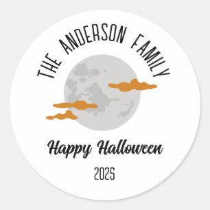 Halloween Glowing Full Moon Personalised Name Classic Round Sticker