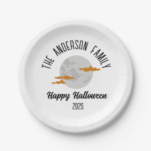 Halloween Glowing Full Moon Personalised Name Paper Plate