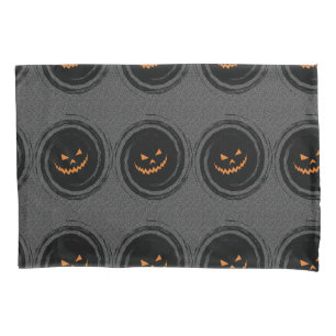 Halloween Glowing Jack O'Lantern in a black swirl Pillowcase