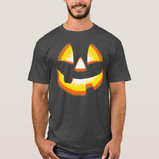 Halloween Glowing Pumpkin Face on Black T-Shirt