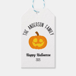 Halloween Glowing Pumpkin Face Personalised Name Gift Tags