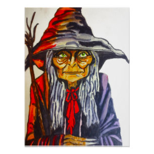 HALLOWEEN GLOWING RED WITCH POSTER