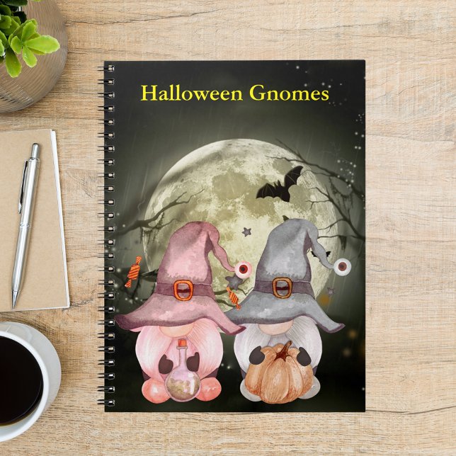 Halloween Gnome Couple Full Moon Notebook (Halloween Gnome Couple Full Moon Notebook)