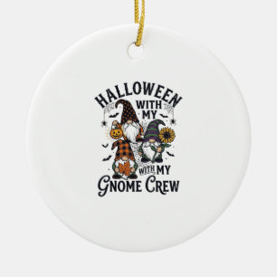 Halloween Gnome Crew Vintage Engraving Shirt_1 Ceramic Ornament