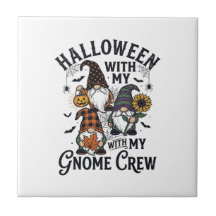 Halloween Gnome Crew Vintage Engraving Shirt_1 Ceramic Tile