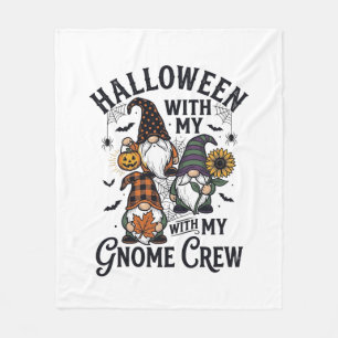 Halloween Gnome Crew Vintage Engraving Shirt_1 Fleece Blanket