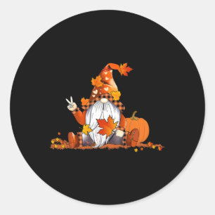 Halloween Gnome Cute Autumn Pumpkin Fall Holiday W Classic Round Sticker