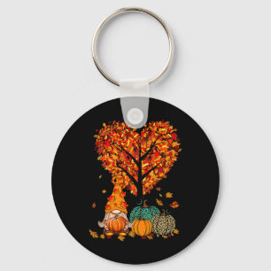 Halloween Gnome Cute Autumn Pumpkin Fall Holiday W Key Ring