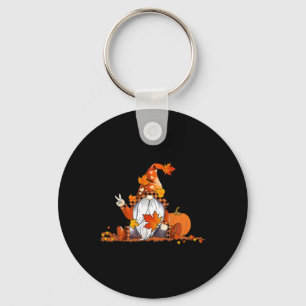 Halloween Gnome Cute Autumn Pumpkin Fall Holiday W Key Ring